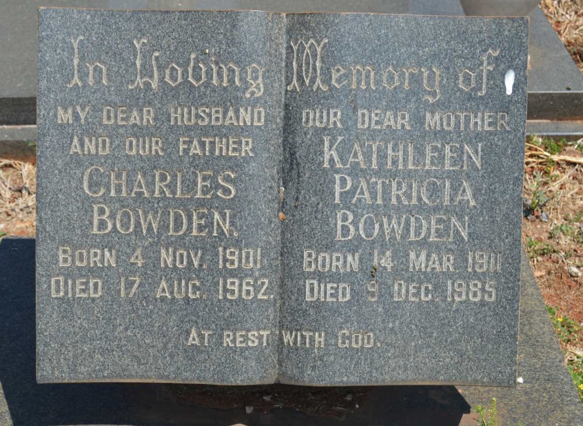 BOWDEN Charles 1901-1962 &amp; Kathleen Patricia 1911-1985