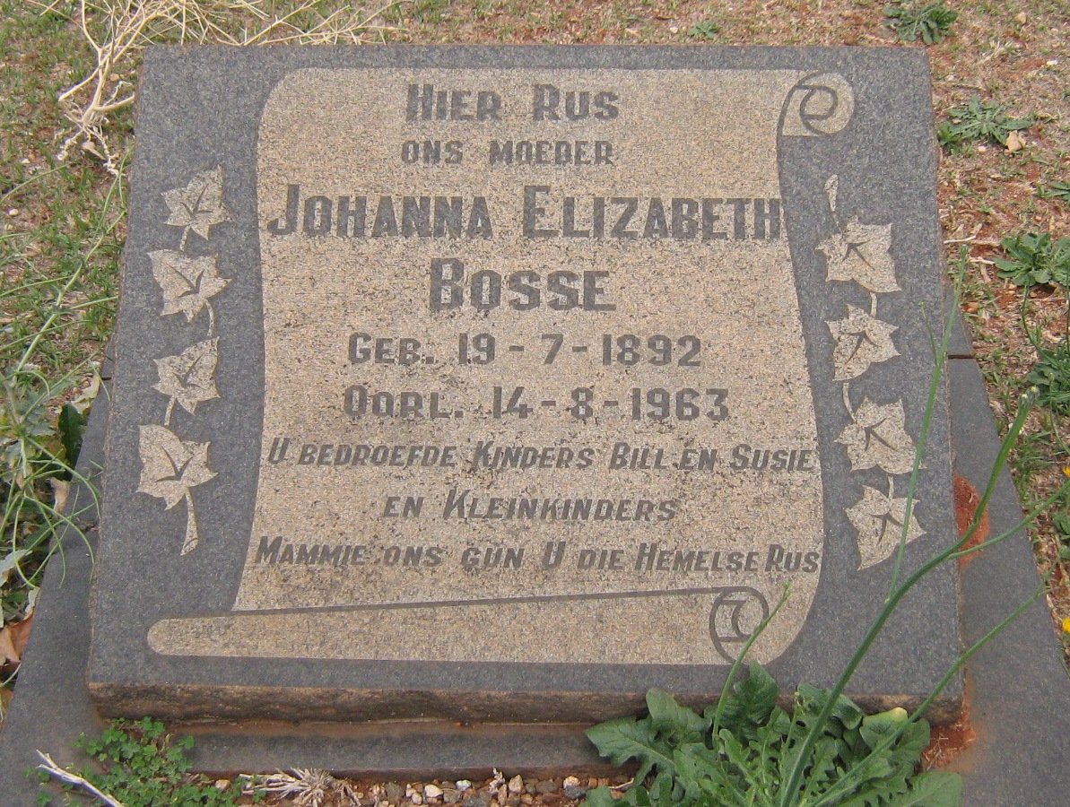 BOSSE Johanna Elizabeth 1892-1963