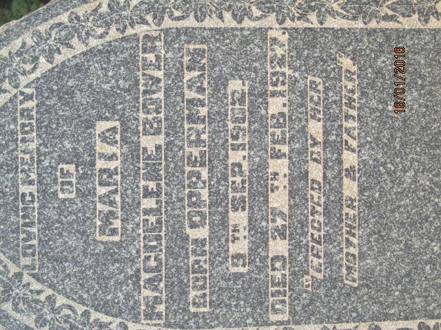 BOWER Maria Magdelene nee OPPERMAN 1902-1927