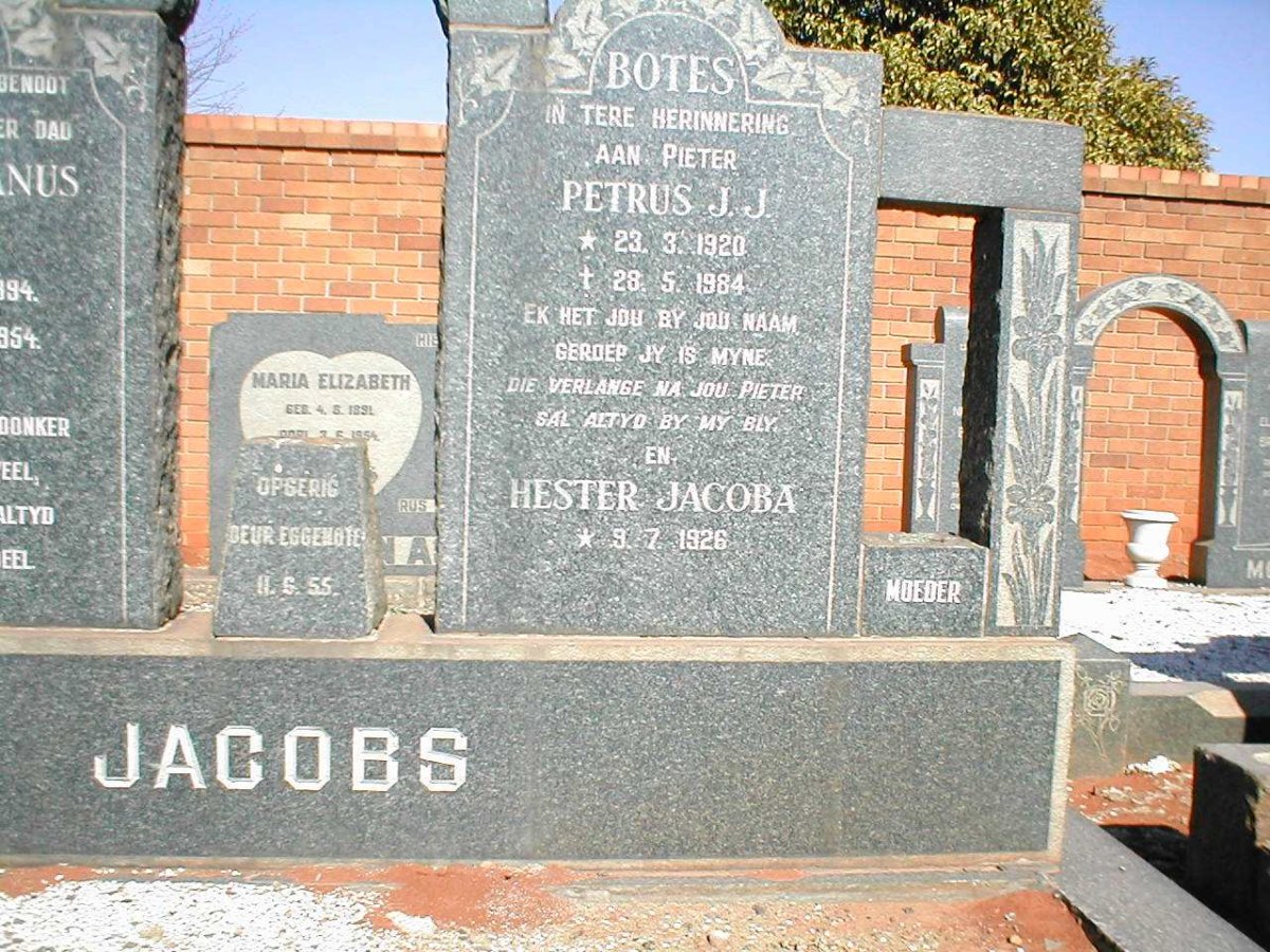 BOTES Petrus J.J. 1920-1984 &amp; Hester Jacoba 1926-