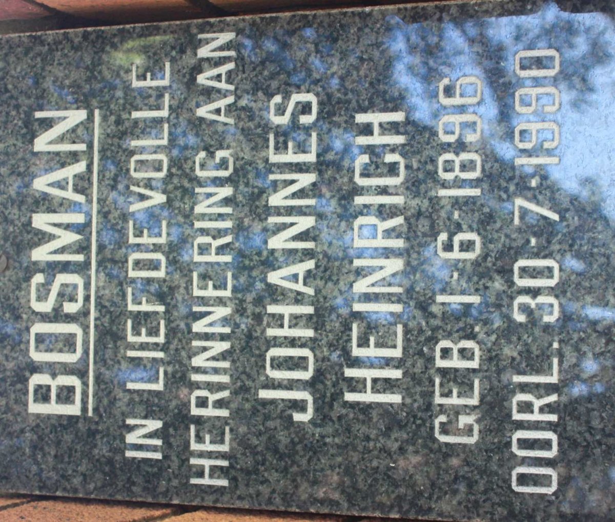 BOSMAN Johannes Heinrich 1896-1990