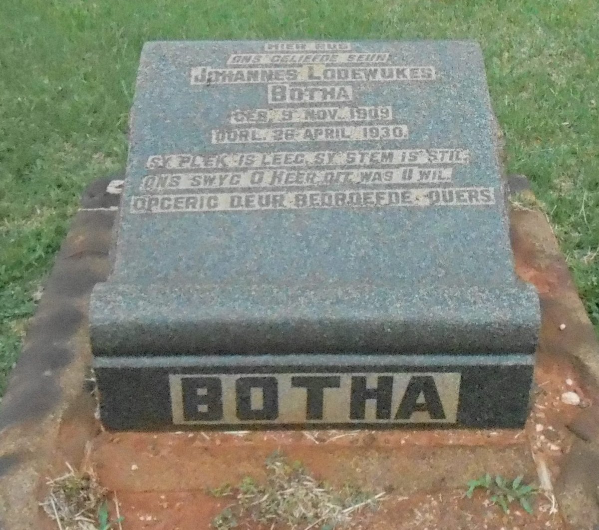 BOTHA Johannes Lodewukes 1909-1930