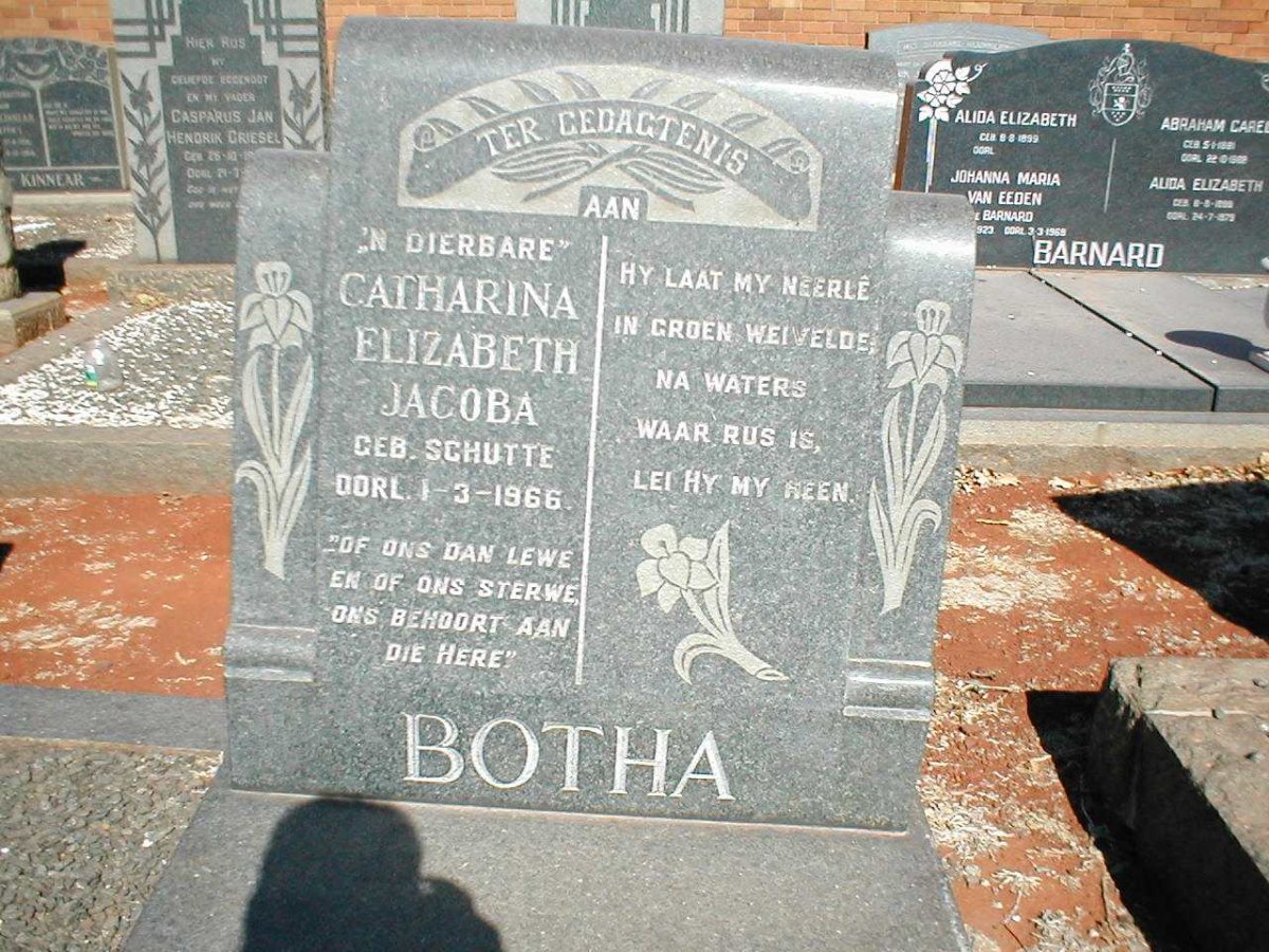 BOTHA Catharina Elizabeth Jacoba nee SCHUTTE  -1966
