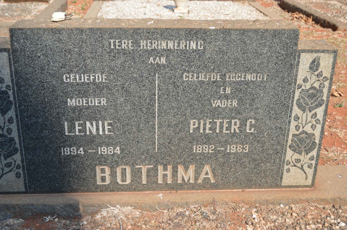 BOTHMA Pieter G. 1892-1963 &amp; Lenie 1894-1984