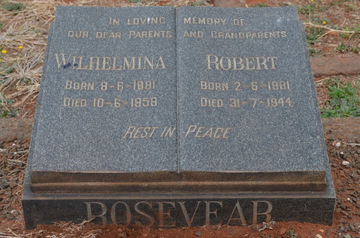 BOSEVEAR Robert 1881-1944 &amp; Wilhelmina 1881-1958