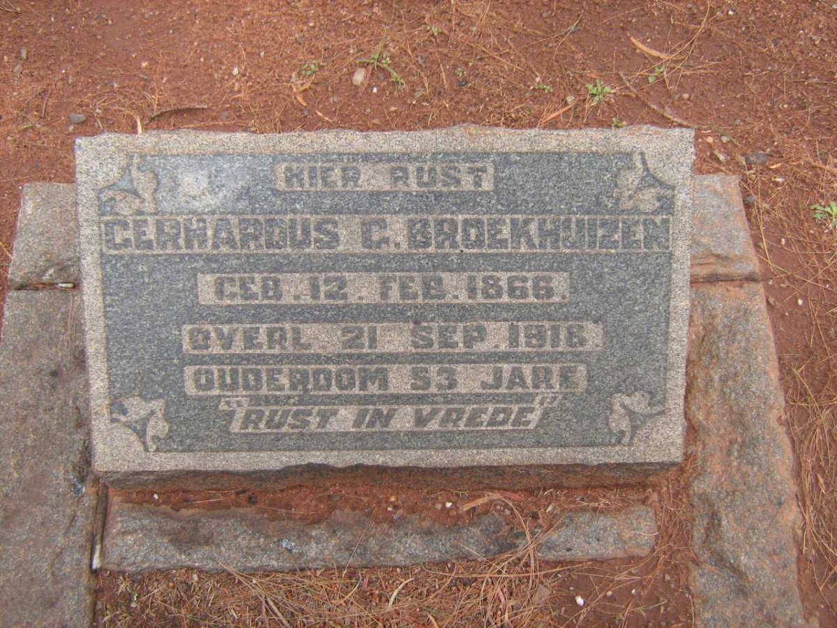 BROEKHUIZEN Gerhardus G. 1866-1918