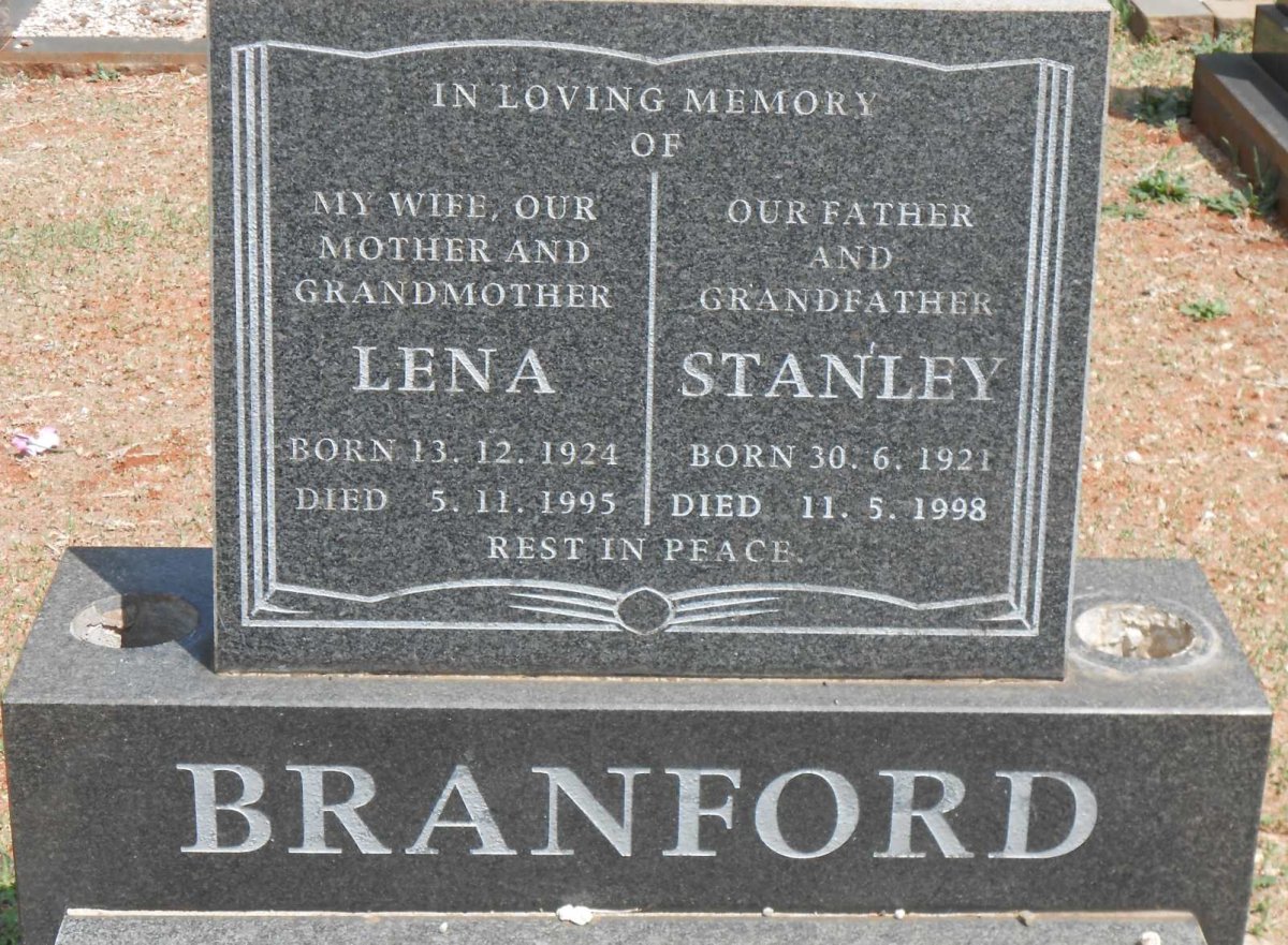 BRANFORD Stanley 1921-1998 &amp; Lena 1924-1995