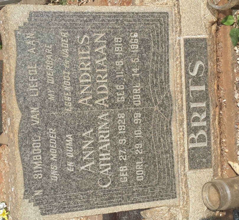 BRITS Andries Adriaan 1919-1966 &amp; Anna Catharina 1928-1999