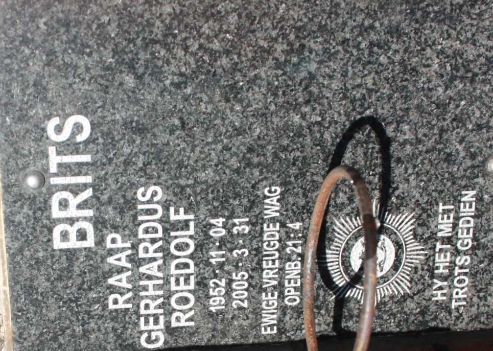 BRITS Raap Gerhardus Roedolf 1952-2005