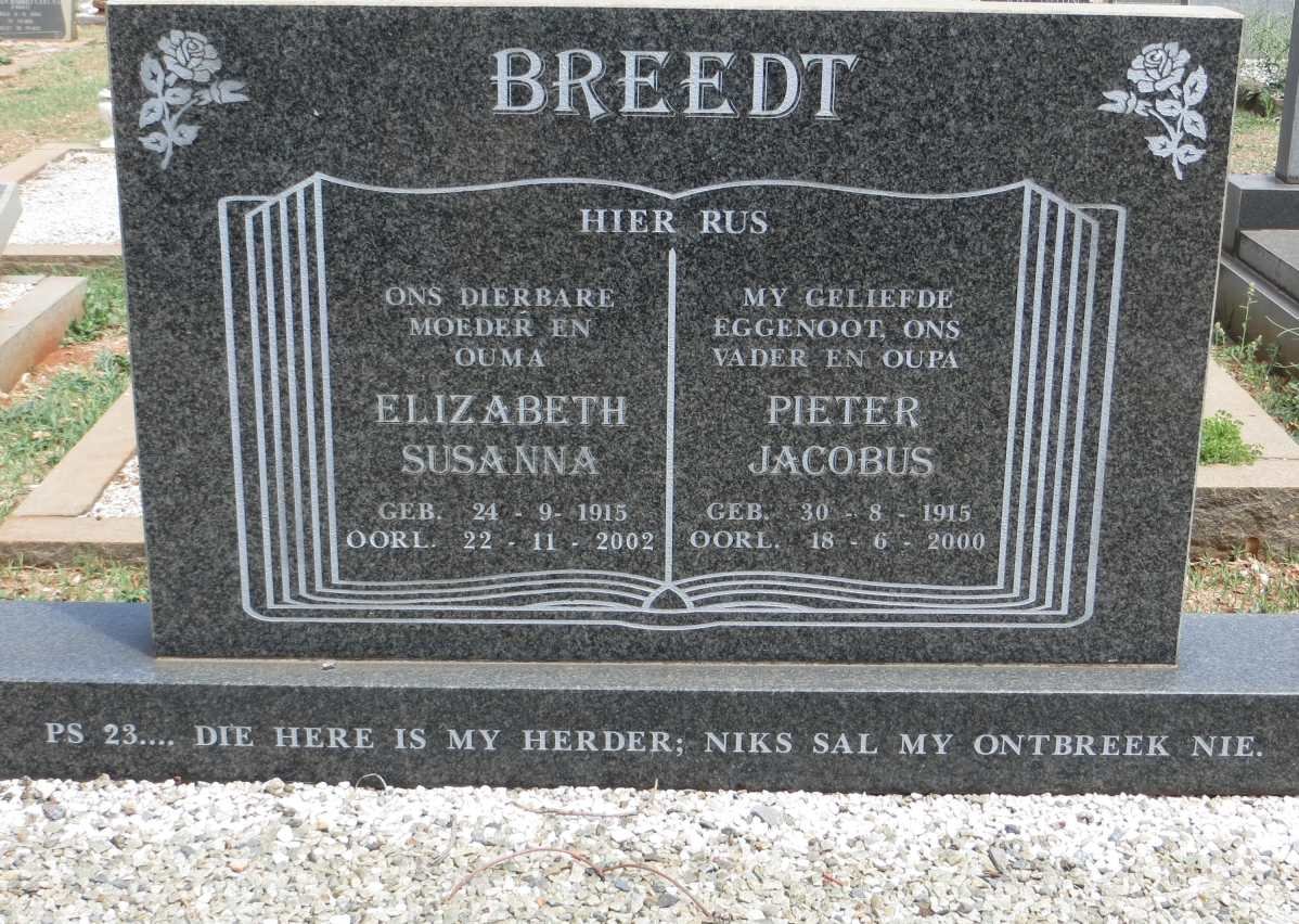 BREEDT Pieter Jacobus 1915-2000 &amp; Elizabeth Susanna 1915-2002