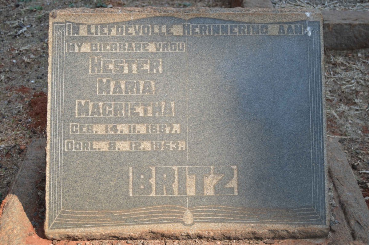 BRITZ Hester Maria Magrietha 1887-1953