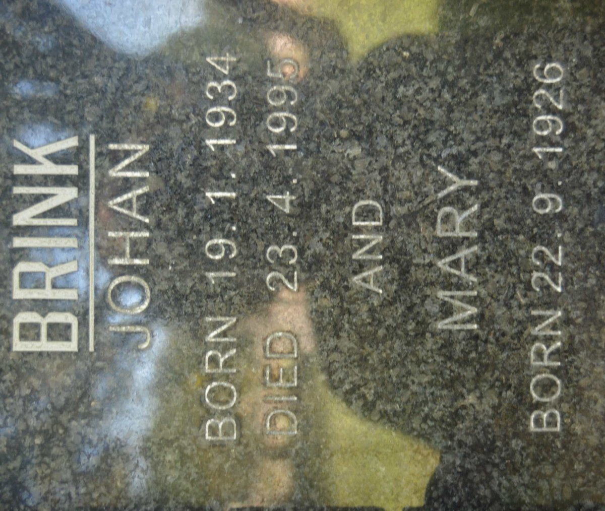 BRINK Johan 1934-1995 &amp; Mary 1926-