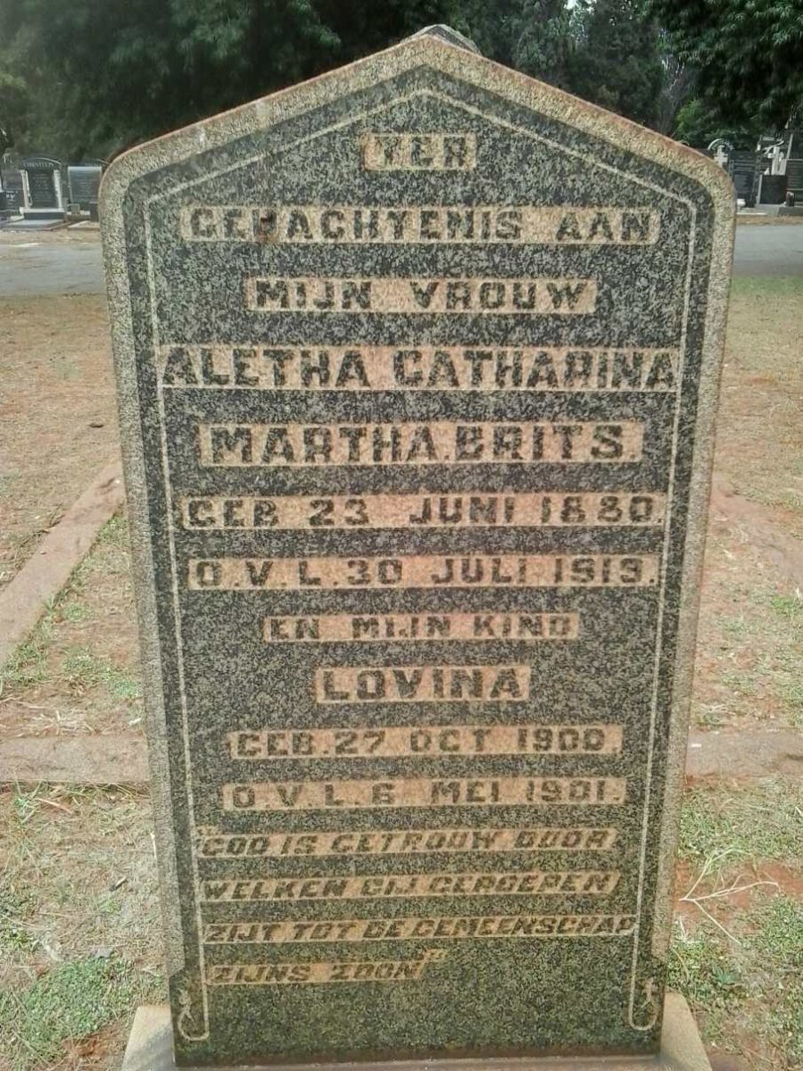 BRITS Aletha Catharina Martha 1880-1919 :: BRITS Lovina 1900-1901