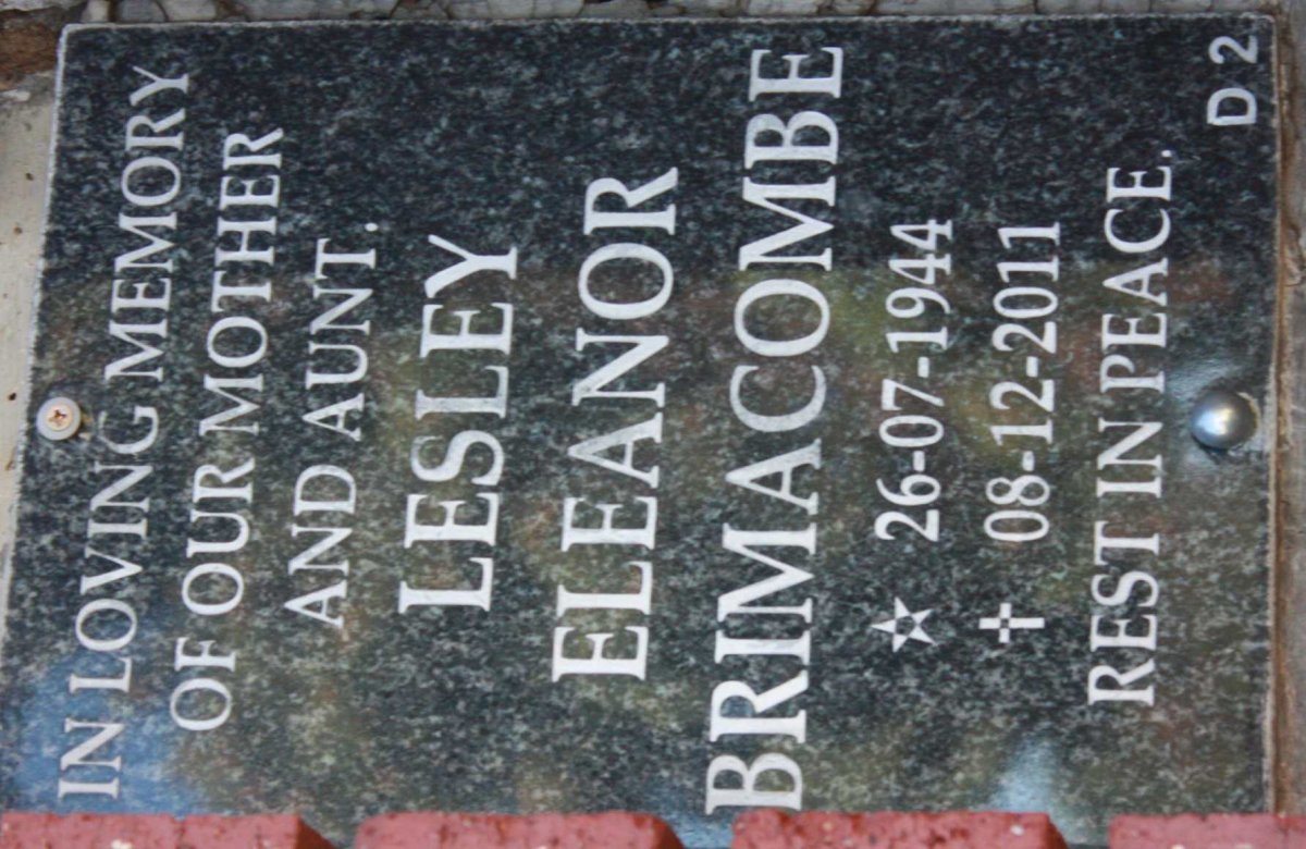 BRIMACOMBE Lesley Eleanor 1944-2011
