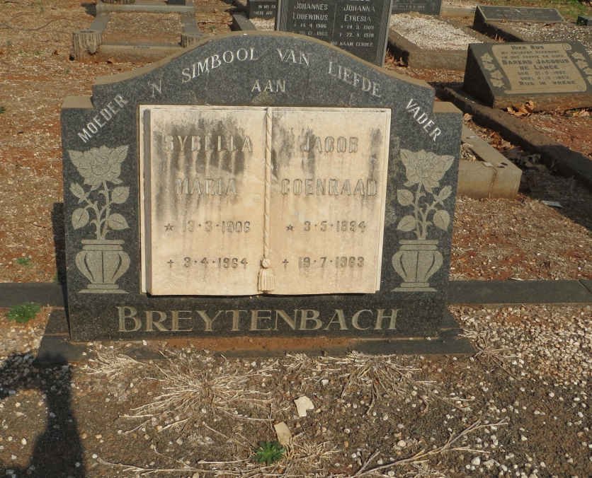 BREYTENBACH Jacob Coenraad 1894-1963 &amp; Sybella Maria 1906-1964