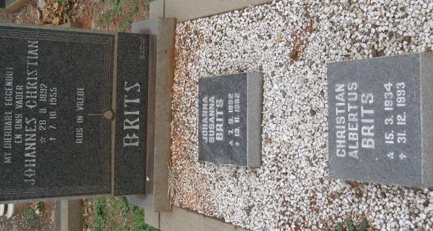 BRITS Johannes Christiaan 1892-1955 &amp; Johanna Susanna 1892-19?2 :: BRITS Christian Albertus 1934-1993