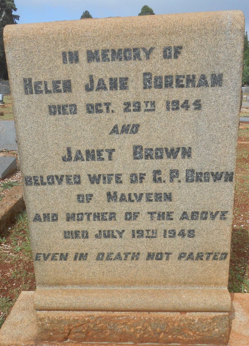 BROWN Janet -1948 :: BOREHAM Helen Jane -1945