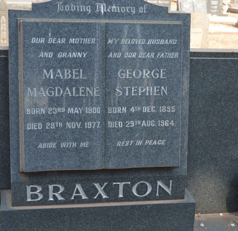 BRAXTON George Stephen 1895-1964 &amp; Mabel Magdalene 1900-1977