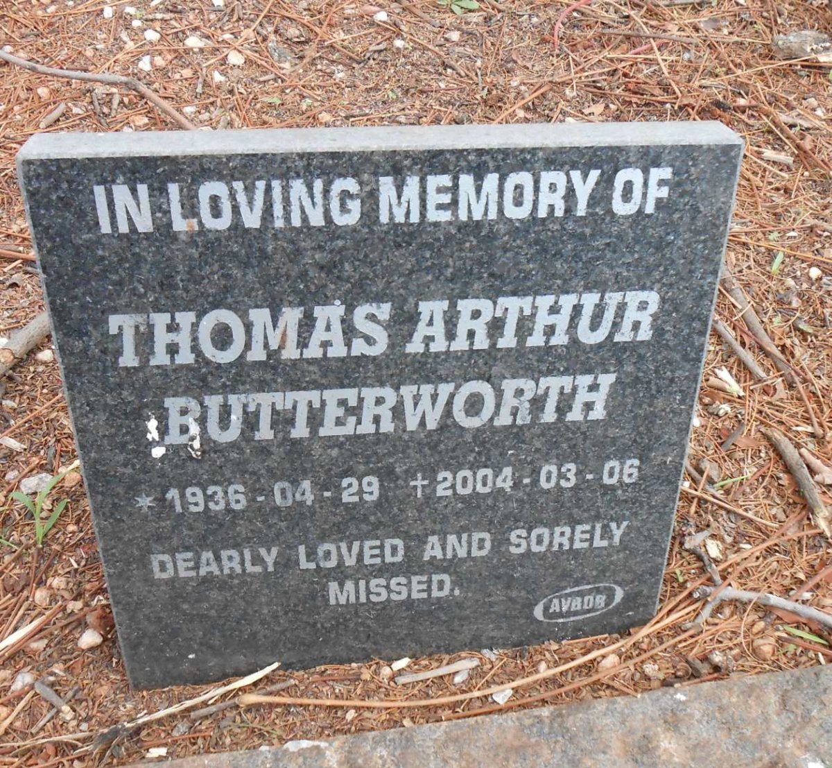 BUTTERWORTH Thomas Arthur 1936-2004