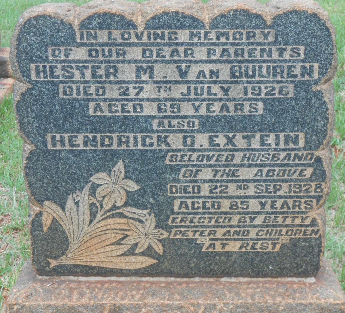 BUUREN Hendrick O. Extein, van -1928 &amp; Hester M. -1926