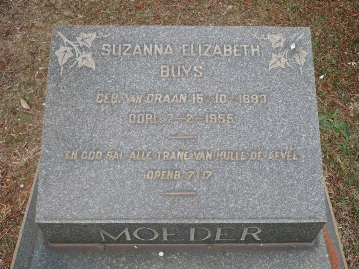 BUYS Suzanna Elizabeth nee VAN GRAAN 1883-1955