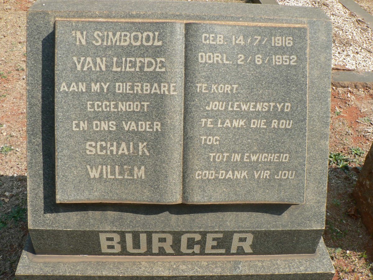 BURGER Schalk Willem 1916-1952