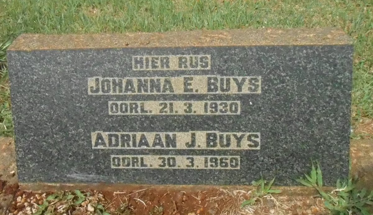 BUYS Adriaan J. -1960 &amp; Johanna E. -1930