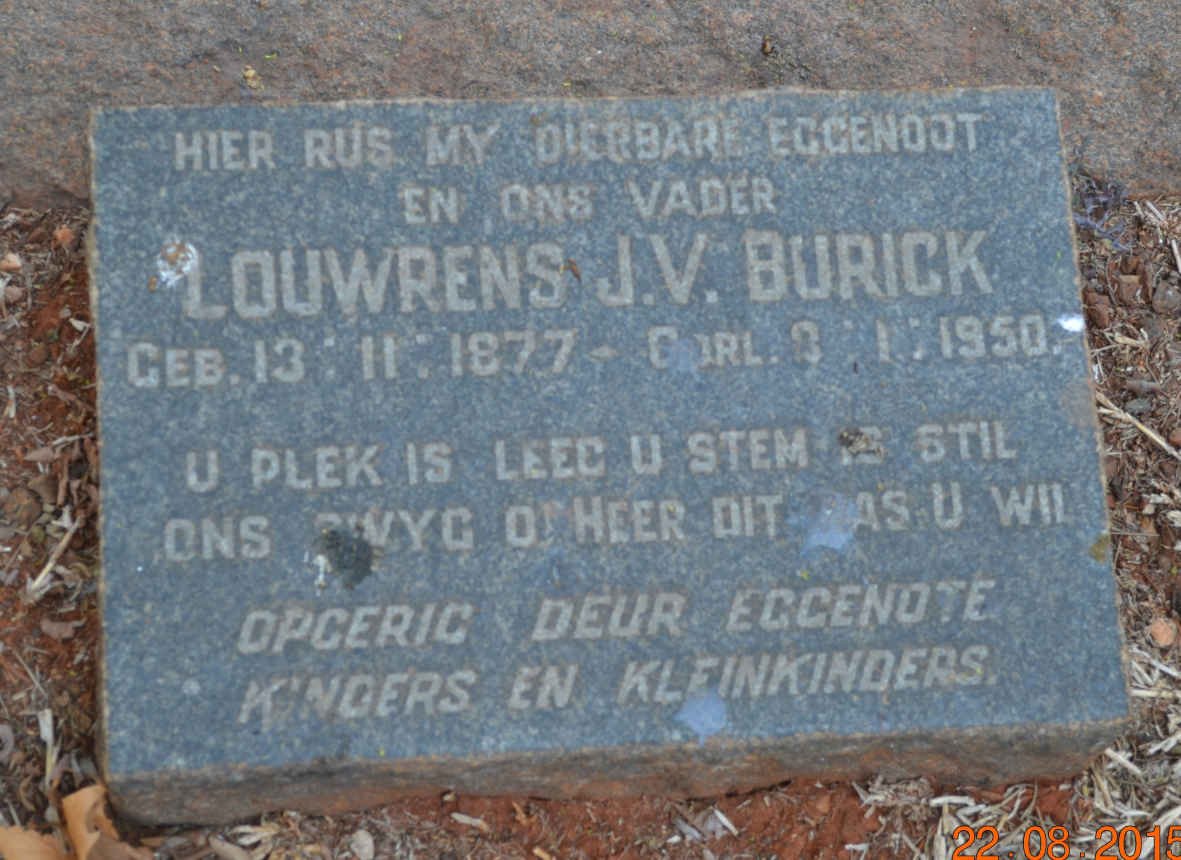 BURICK Lowrens J., van 1877-1950