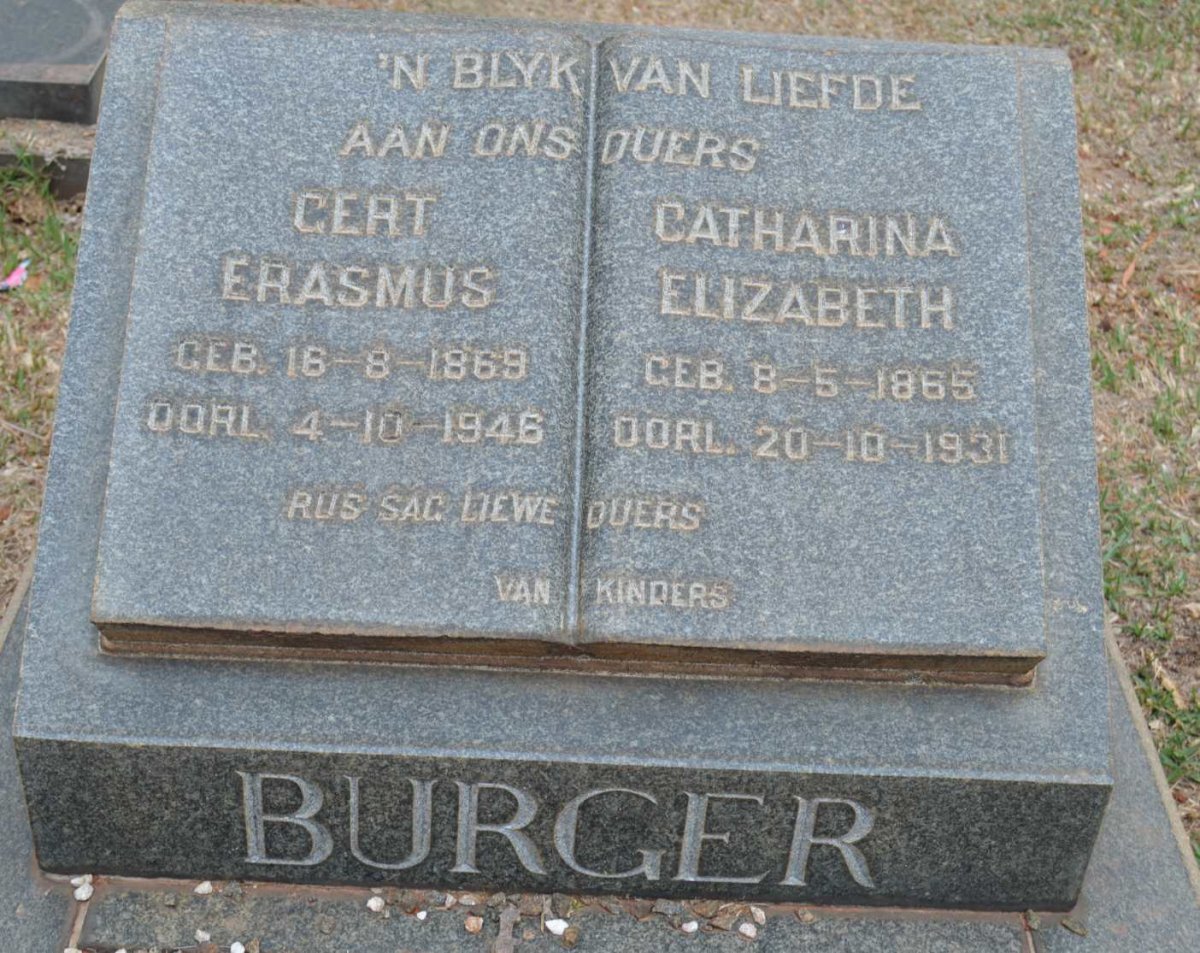 BURGER Gert Erasmus 1869-1946 &amp; Catharina Elizabeth 1865-1931