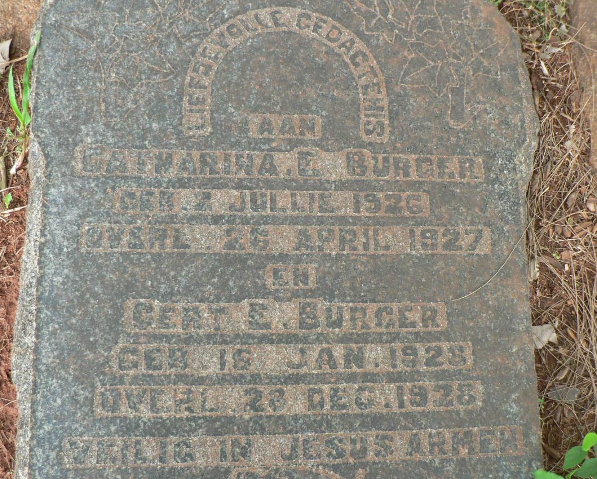 BURGER Gert E. 1928-1928 :: BURGER Catharina E. 1926-1927