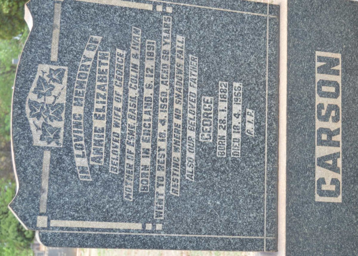CARSON George 1882-1966 &amp; Annie Elizabeth 1891-1950