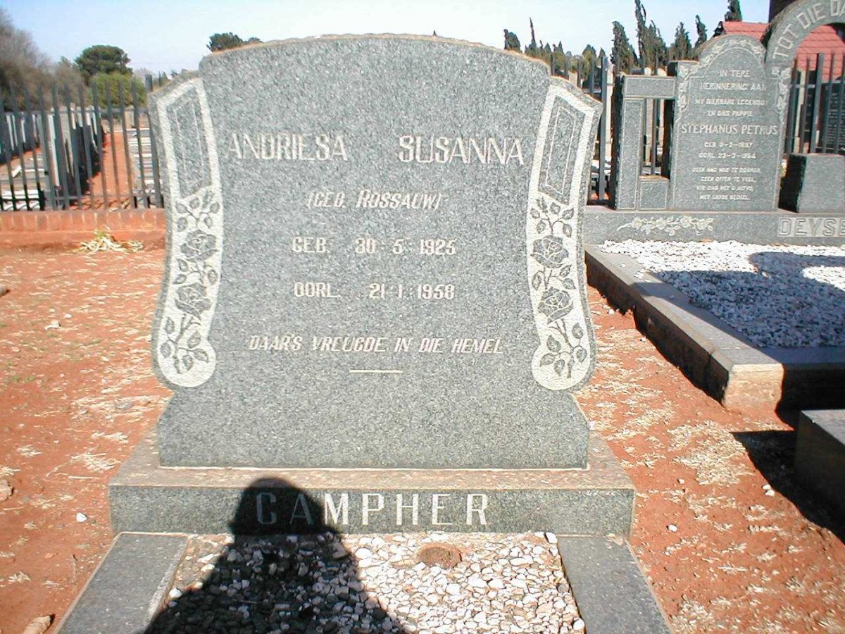CAMPHER Andriesa Susanna nee ROSSAUW  1925-1958