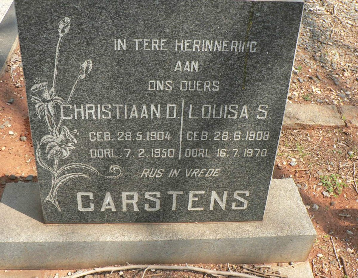 CARSTENS Christiaan D. 1904-1950 &amp; Louisa S. 1908-1970