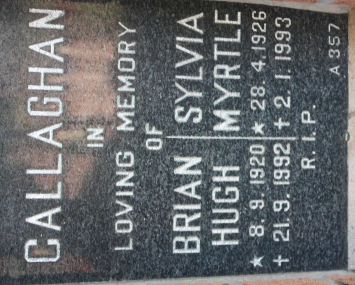 CALLAGHAN Brian Hugh 1920-1992 &amp; Sylvia Myrtle 1926-1993
