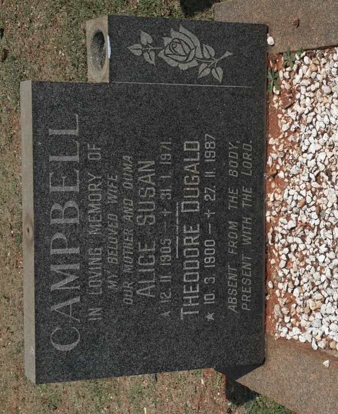 CAMPBELL Theodore Dugald 1900-1987 &amp; Alice Susan 1905-1971