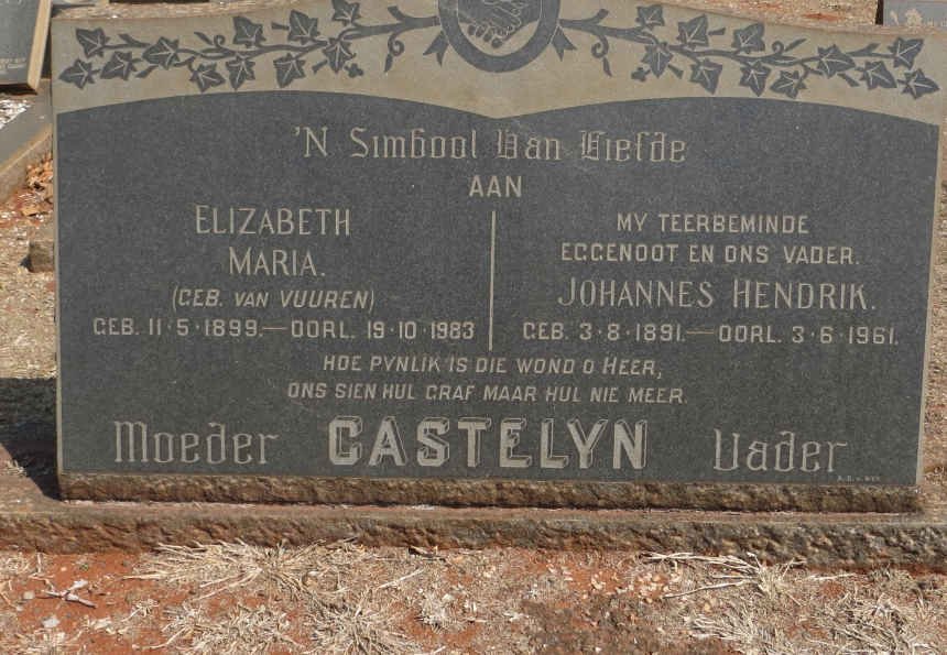 CASTELYN Johannes Hendrik 1891-1961 &amp; Elizabeth Maria VAN VUUREN 1899-1983