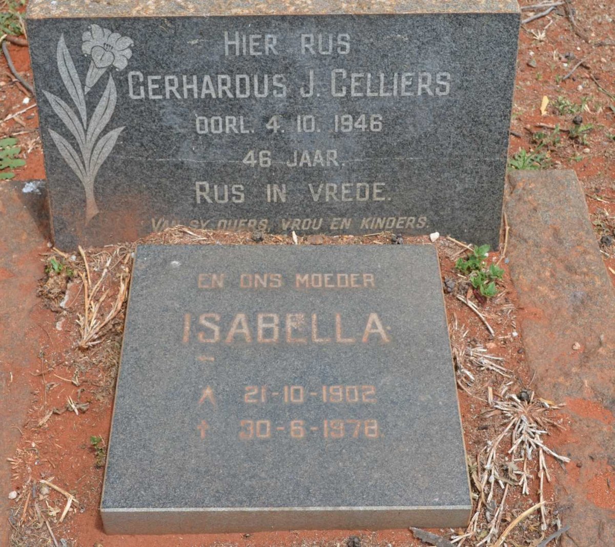 CELLIERS Gerhardus J. -1946 &amp; Isabella 1902-1978
