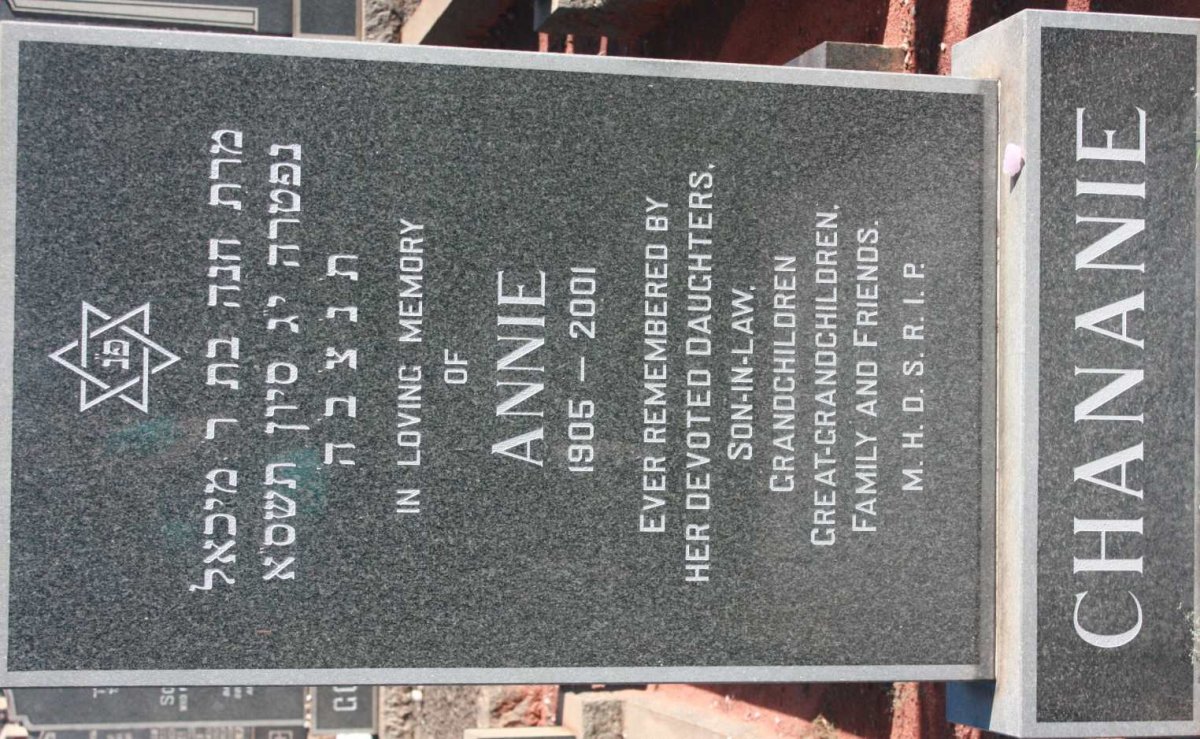 CHANANIE Annie 1905-2001