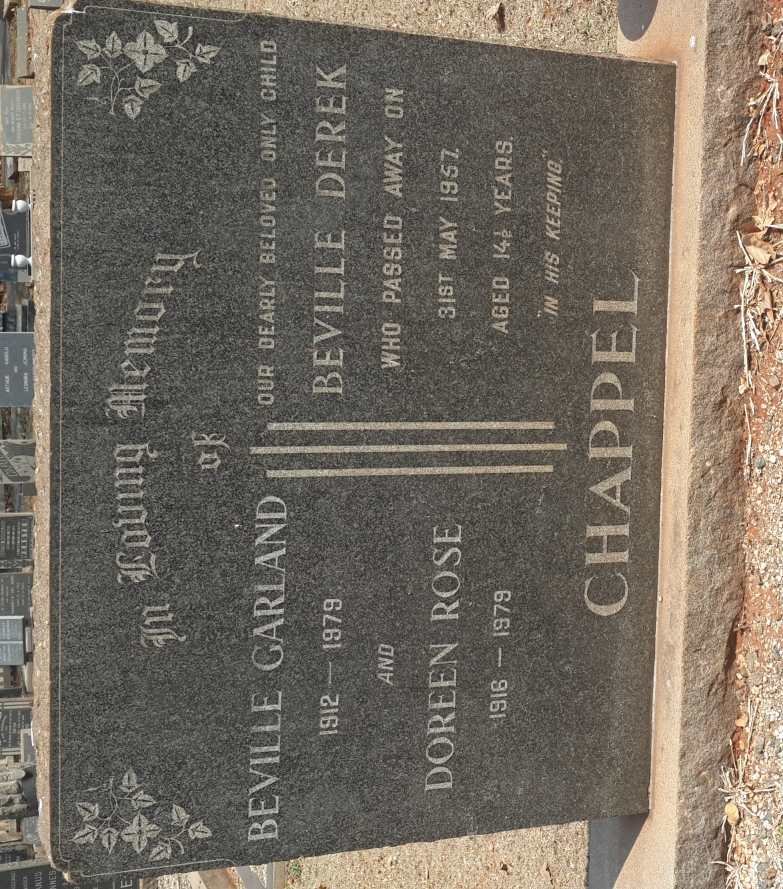 CHAPPEL Beville Garland 1912-1979 &amp; Doreen Rose 1916-1979 :: CHAPPEL Beville Derek -1957
