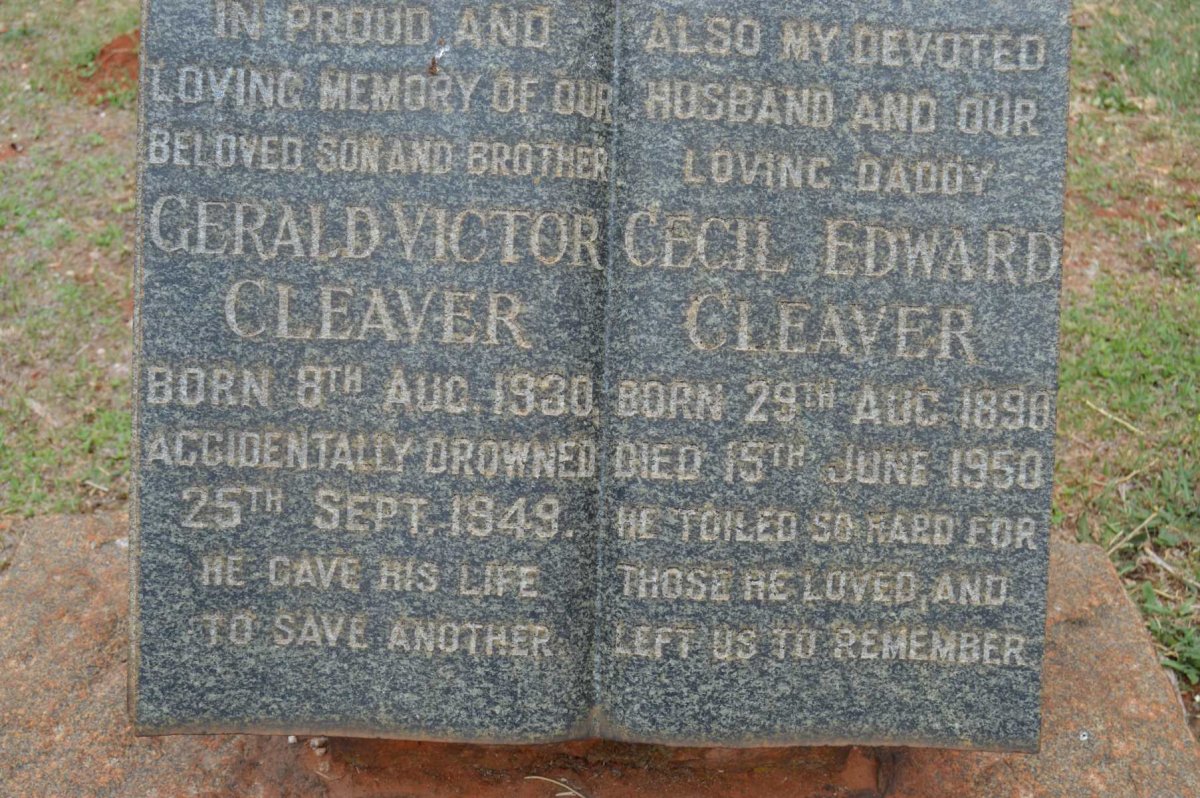 CLEAVER Cecil Edward 1890-1950 :: CLEAVER Gerald Victor 1930-1949
