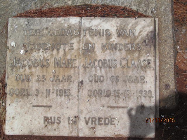 CLAASE Jacobus -1938 :: MARÉ Jacobus -1913