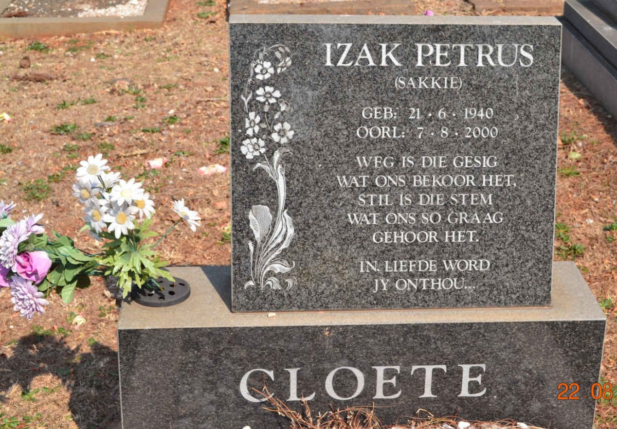 CLOETE Izak Petrus 1940-2000