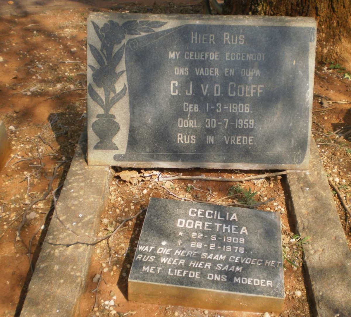 COLFF C.J., v.d. 1906-1959 &amp; Cecilia Dorethea 1908-1976