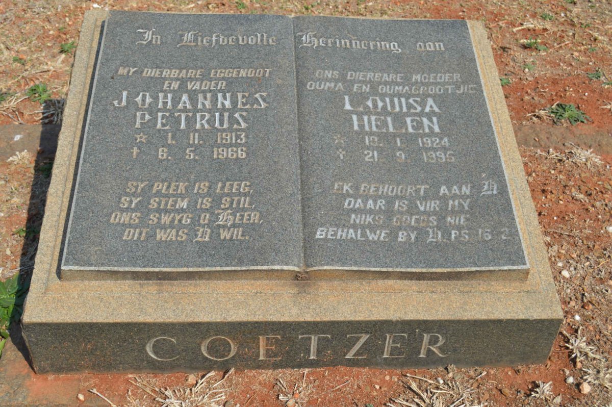 COETZER Johannes Petrus 1913-1966 &amp; Louisa Helen 1924-1995