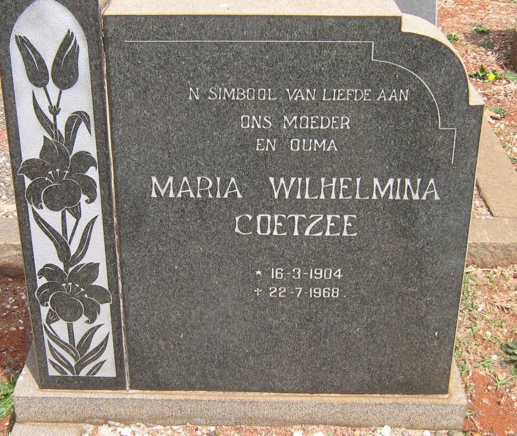 COETZEE Maria Wilhelmina 1904-1968