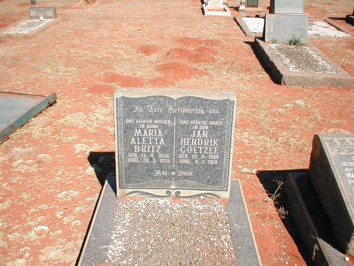 COETZEE Jan Hendrik 1888-1958 :: BRITZ Maria Aletta 1856-1928