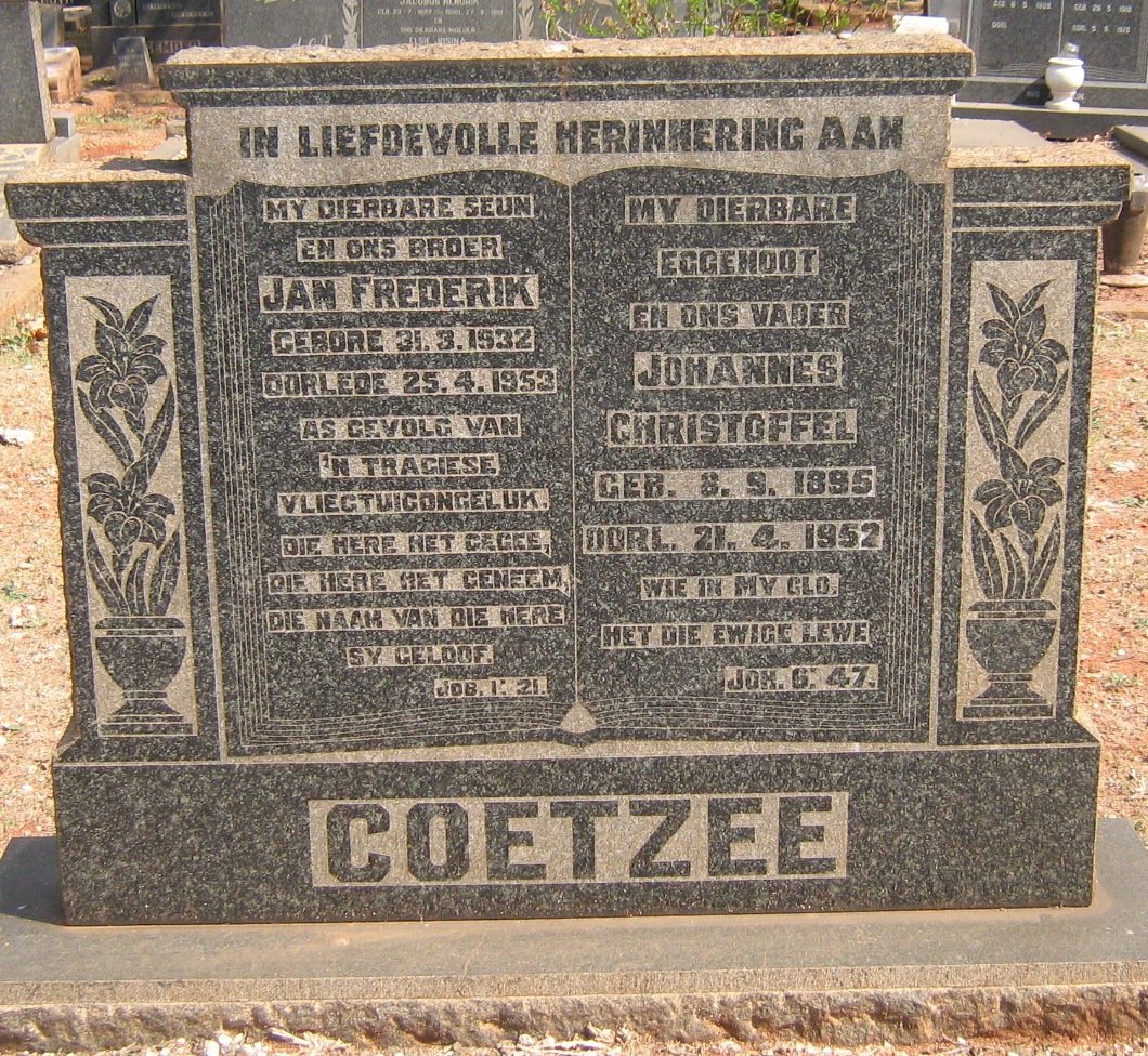 COETZEE Johannes Christoffel 1895-1952 :: COETZEE Jan Frederik 1932-1953