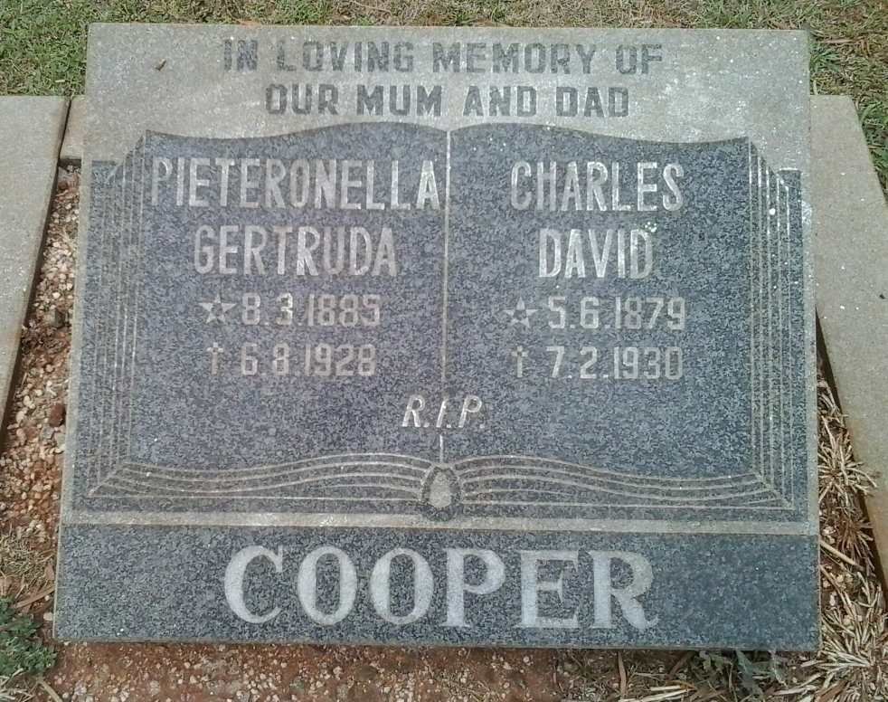 COOPER Charles David 1879-1930 &amp; Pieteronella Gertruda 1885-1928