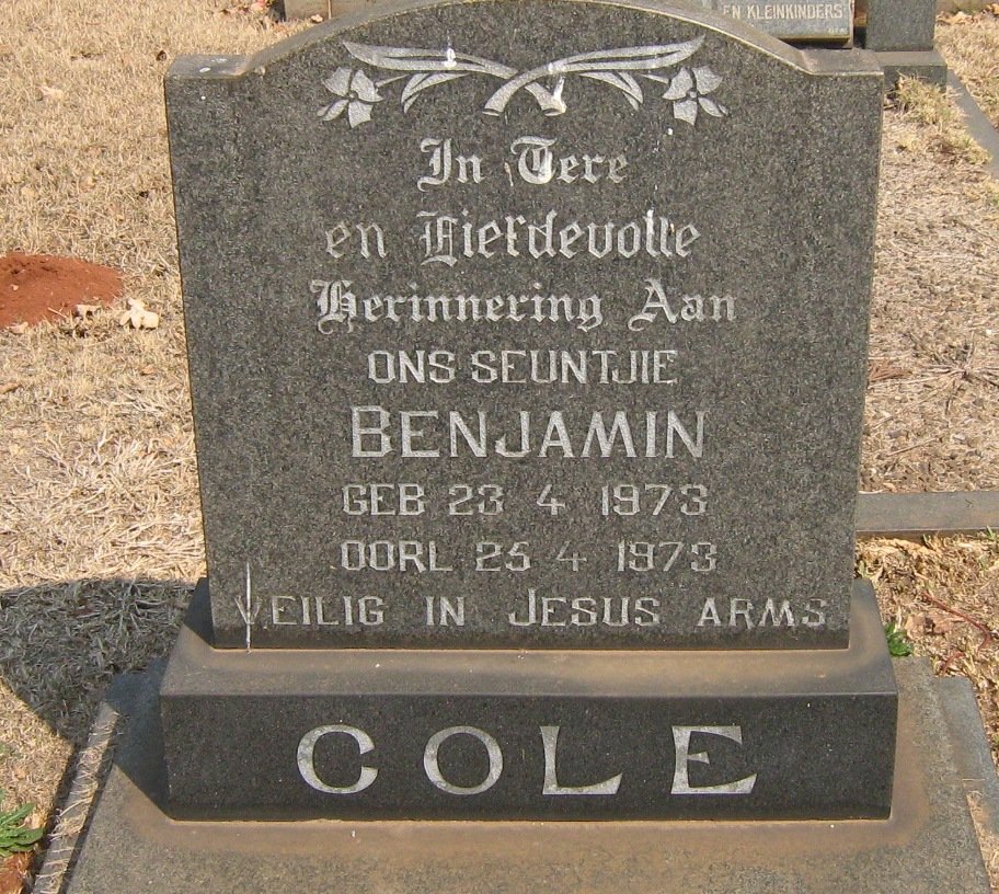 COLE Benjamin 1973-1973