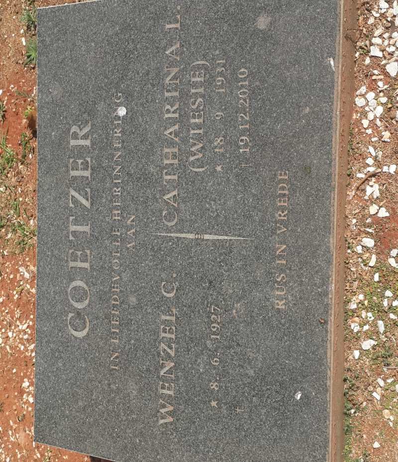 COETZER Wenzel C. 1927- &amp; Catharina L. 1931-2010